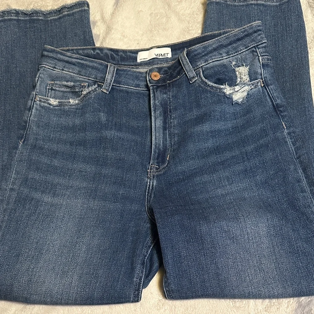 A80.  Vervet Classic Blue Distressed Skinny Jeans for Women size 30